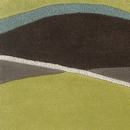 8'X11' Lime Mocha Hand Tufted Abstract Waves Indoor Area Rug