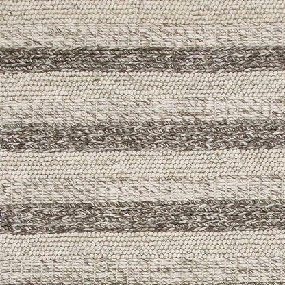 5'X7' Grey White Hand Woven Knobby Stripes Indoor Area Rug