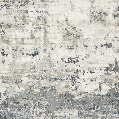 8' Ivory Teal Machine Woven Abstract Round Indoor Area Rug