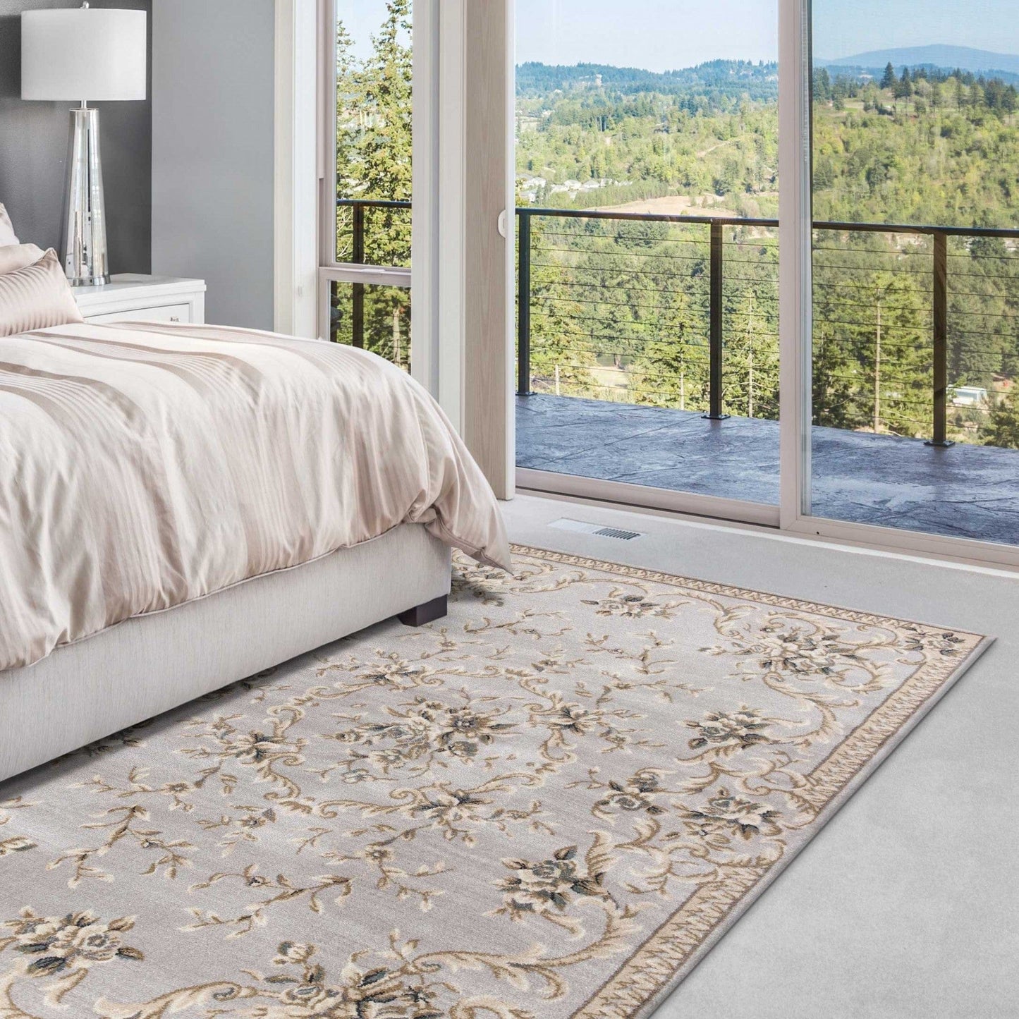 8' Light Grey Polypropylene Runner Rug