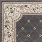3'X5' Grey Ivory Bordered Floral Indoor Area Rug