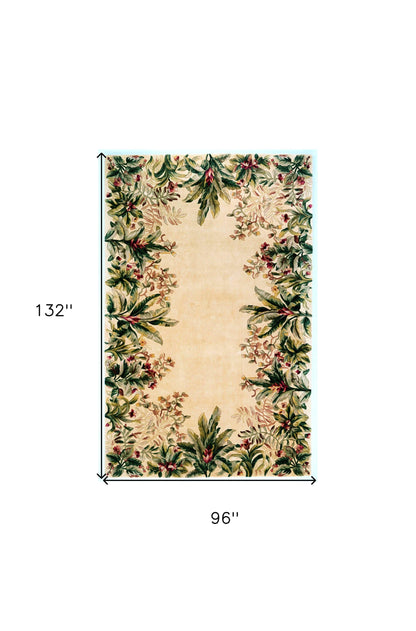 9' X 13' Ivory Wool Floral Hand Tufted Area Rug