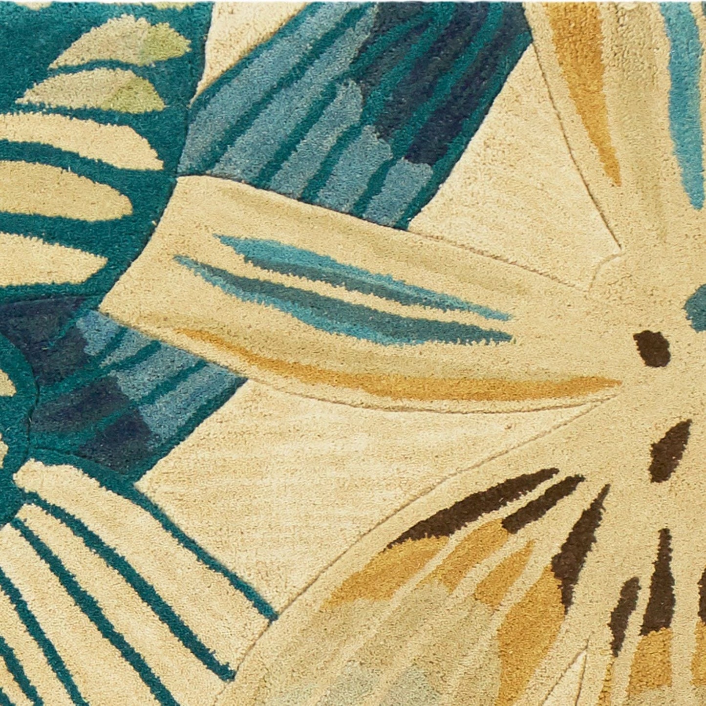 5' X 8'  Wool Ivory Or Teal Area Rug