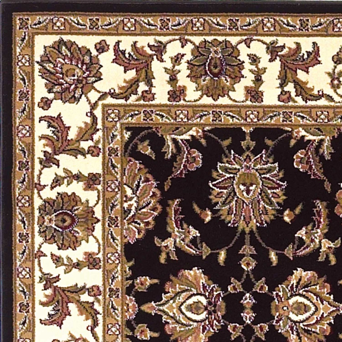10'X13' Black Ivory Machine Woven Floral Traditional Indoor Area Rug