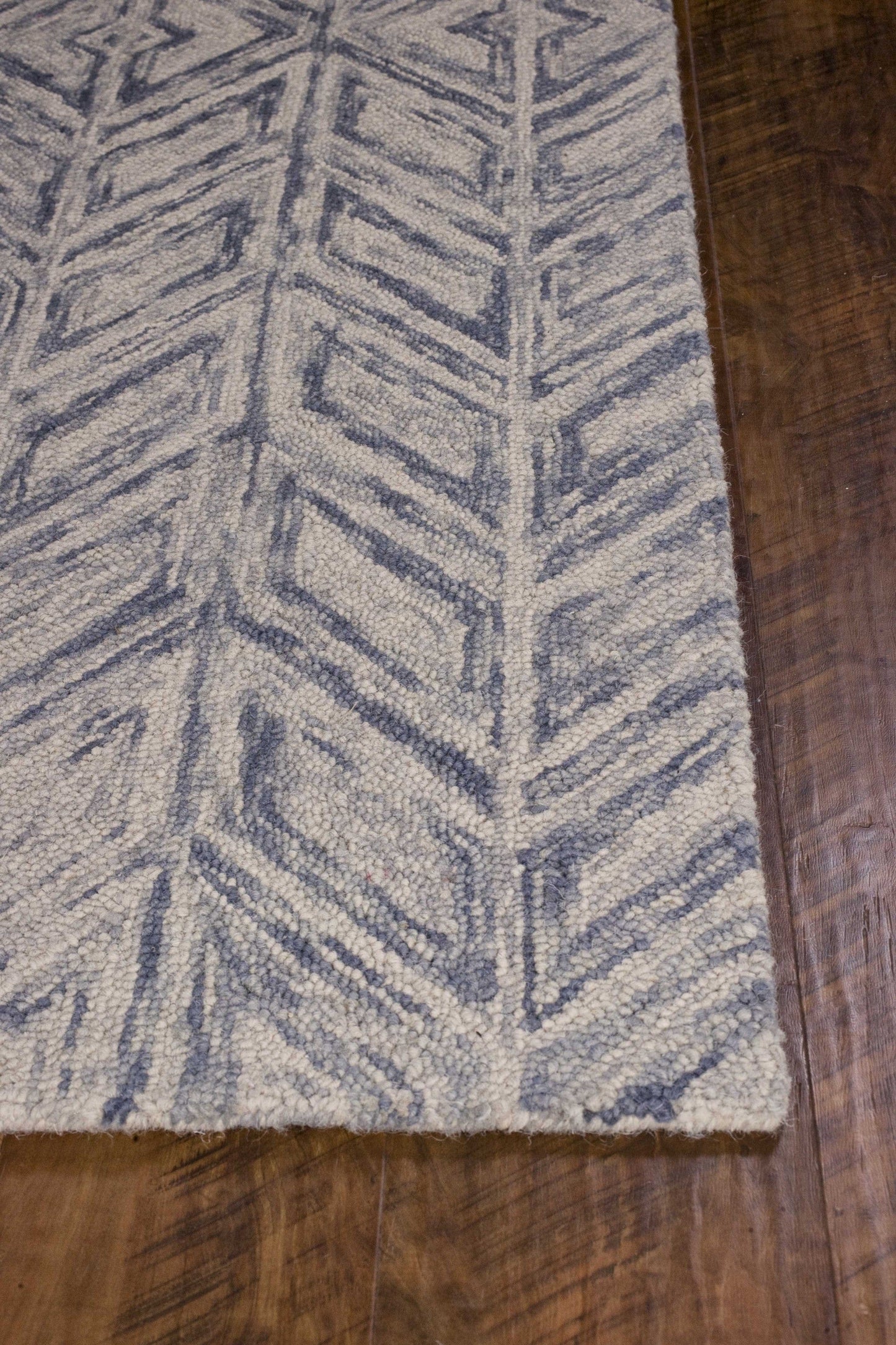 8'X10' Blue Hand Tufted Herringbone Indoor Area Rug