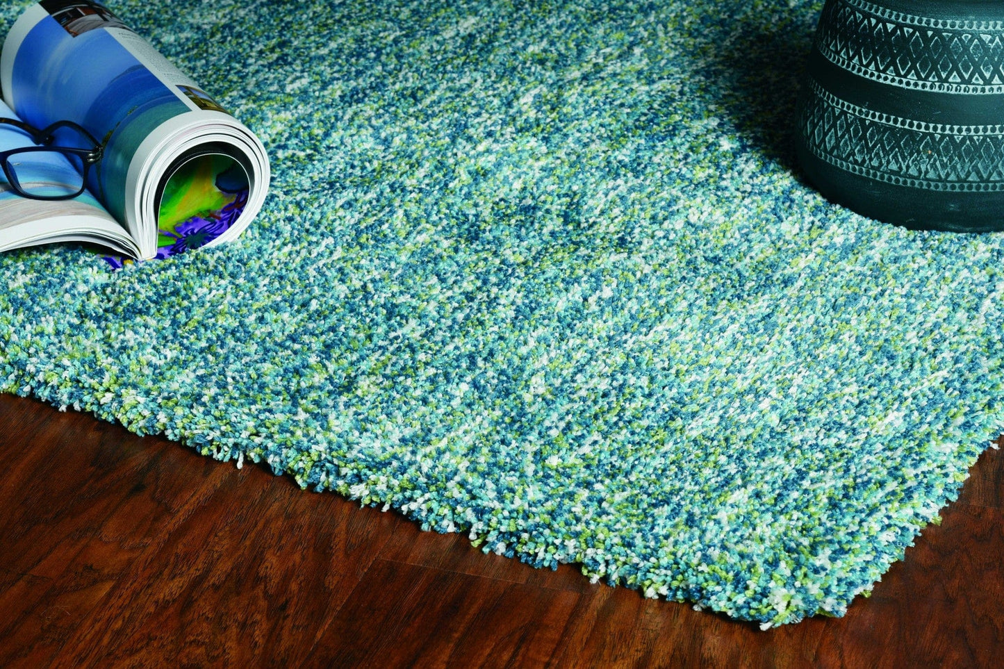 8' Round  Polyester Seafoam Heather Area Rug