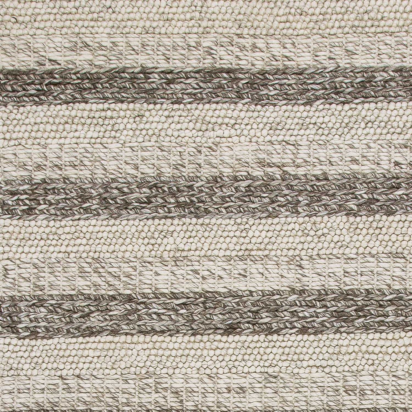 5'X7' Grey White Hand Woven Knobby Stripes Indoor Area Rug