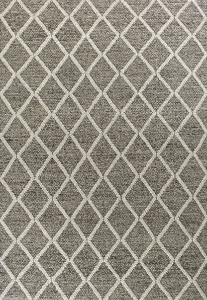 5'X7' Dark Grey Hand Woven Diamond Pattern Indoor Area Rug
