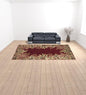 5' X 8' Ruby And Red Wool Floral Hand Tufted Area Rug