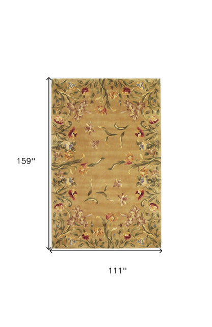 8' X 11' Copper Wool Floral Hand Tufted Area Rug