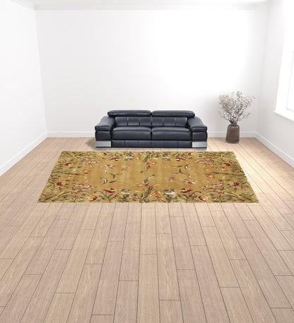 8' X 11' Copper Wool Floral Hand Tufted Area Rug