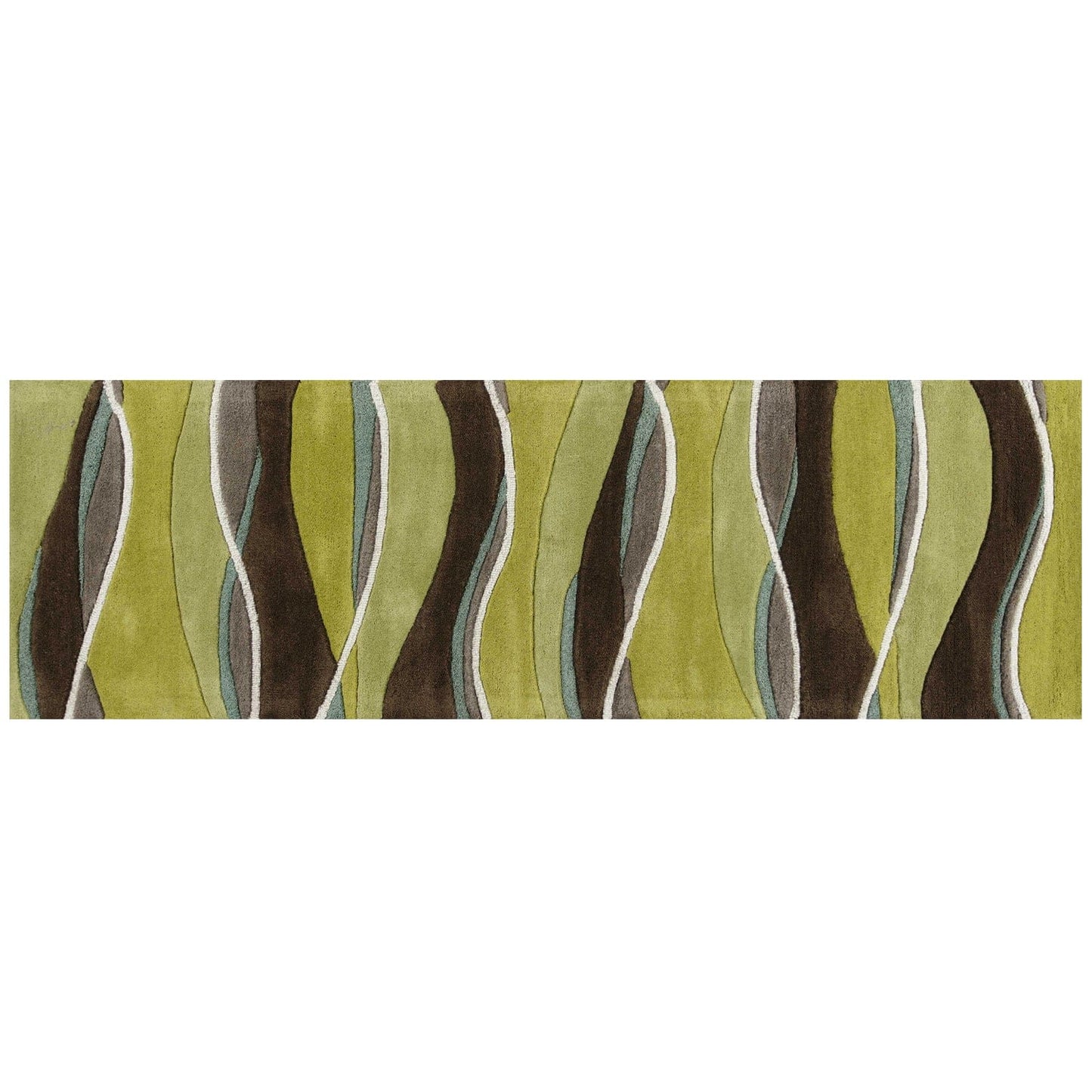 8'X11' Lime Mocha Hand Tufted Abstract Waves Indoor Area Rug