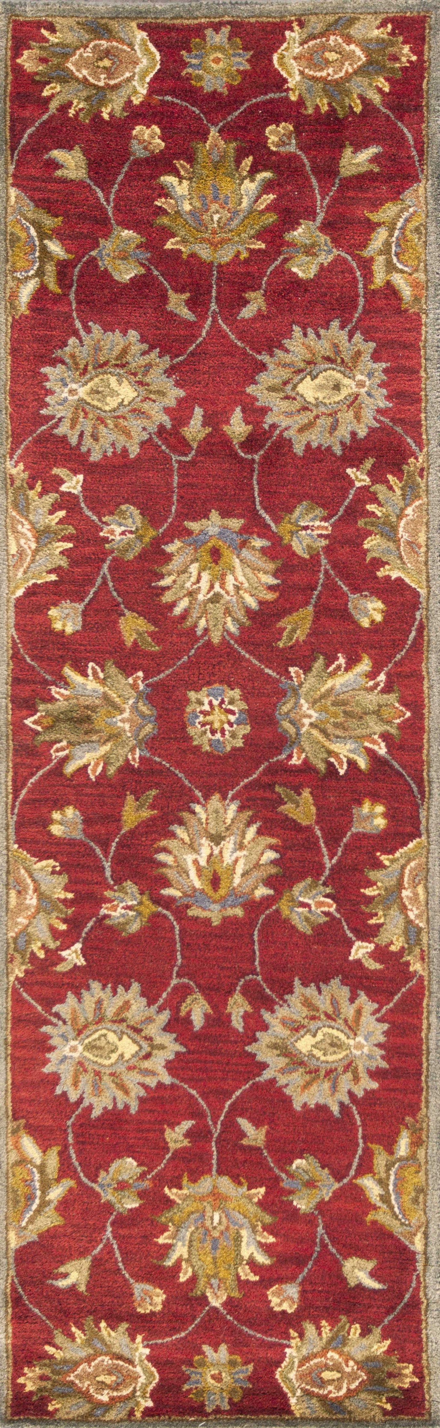 5'X8' Red Hand Tufted Traditional Floral Indoor Area Rug