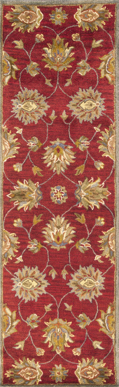 5'X8' Red Hand Tufted Traditional Floral Indoor Area Rug