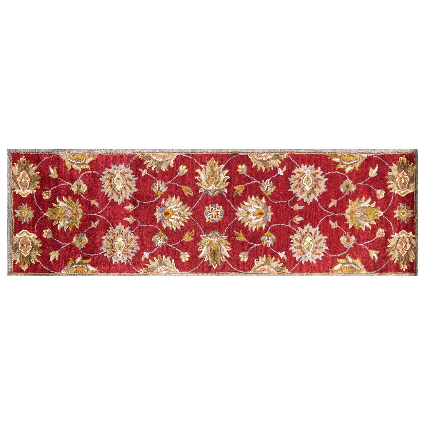 5'X8' Red Hand Tufted Traditional Floral Indoor Area Rug