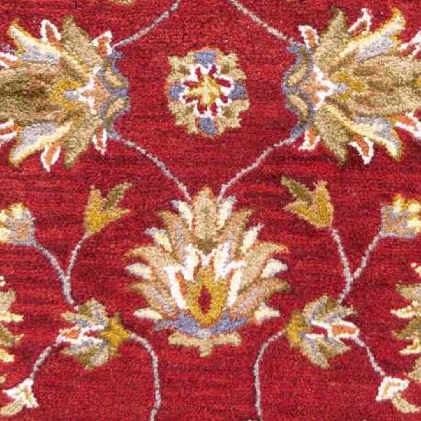 5'X8' Red Hand Tufted Traditional Floral Indoor Area Rug