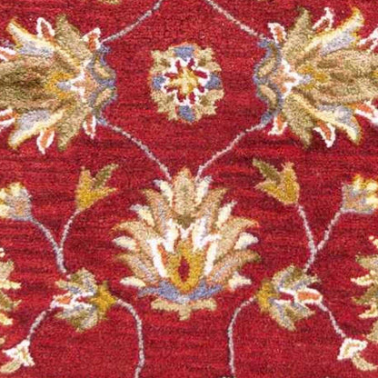 5'X8' Red Hand Tufted Traditional Floral Indoor Area Rug