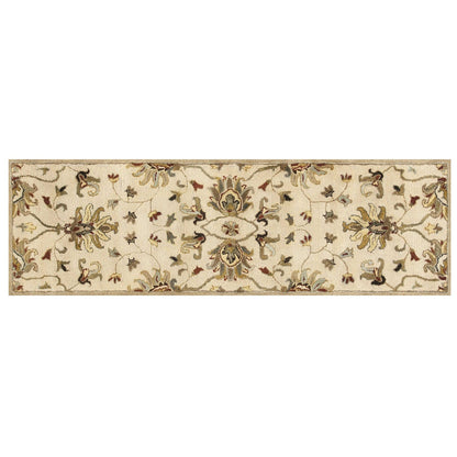 2' X 7' Champagne Floral Vine Wool Runner Rug