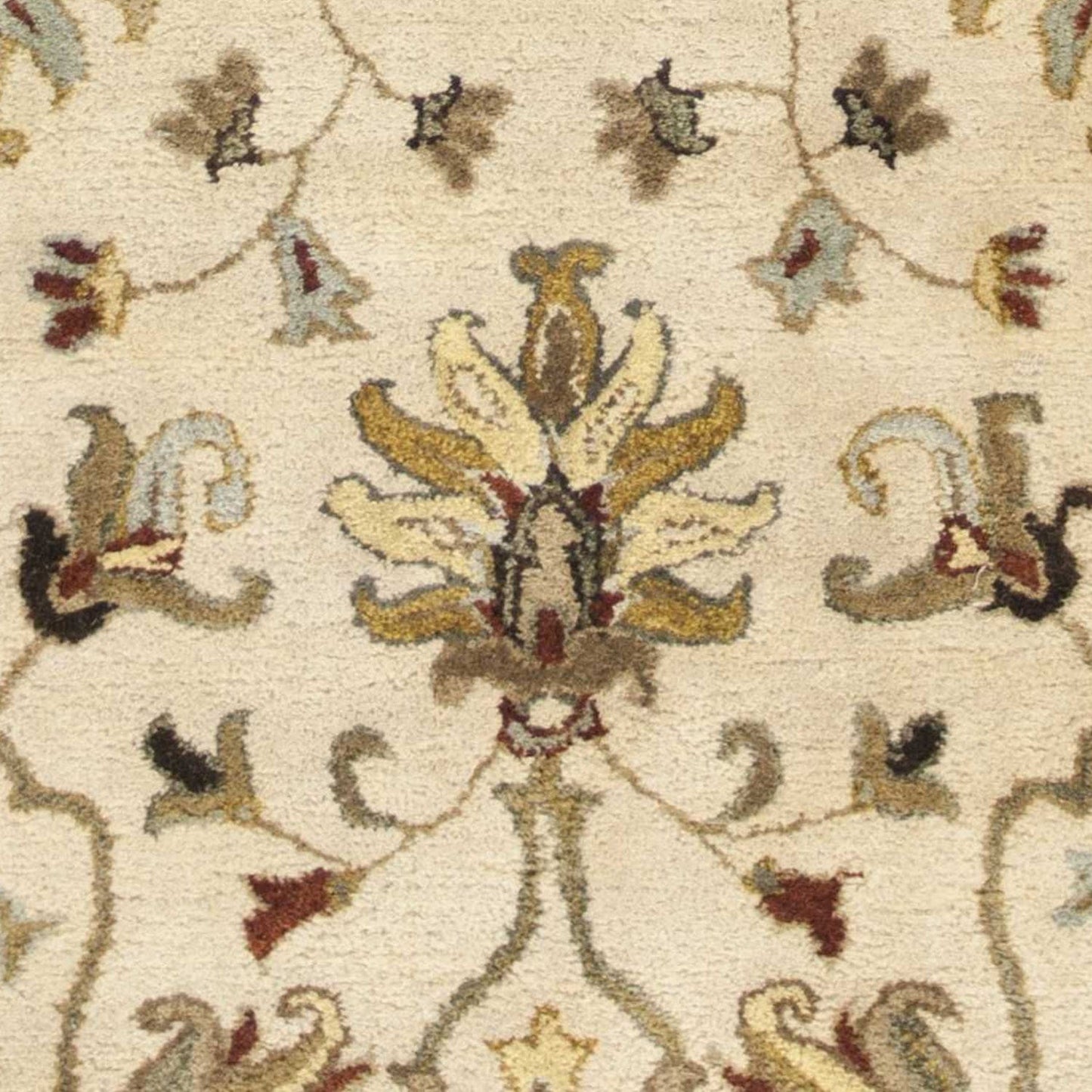 2' X 7' Champagne Floral Vine Wool Runner Rug