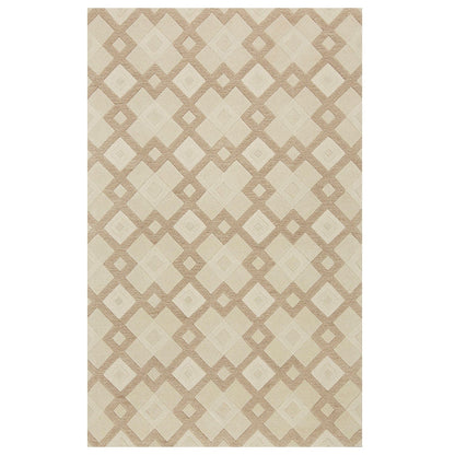 8'X11' Ivory Hand Tufted Geometric Diamond Pattern Indoor Area Rug