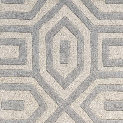 5'X8' Grey Hand Tufted Geometric Indoor Area Rug