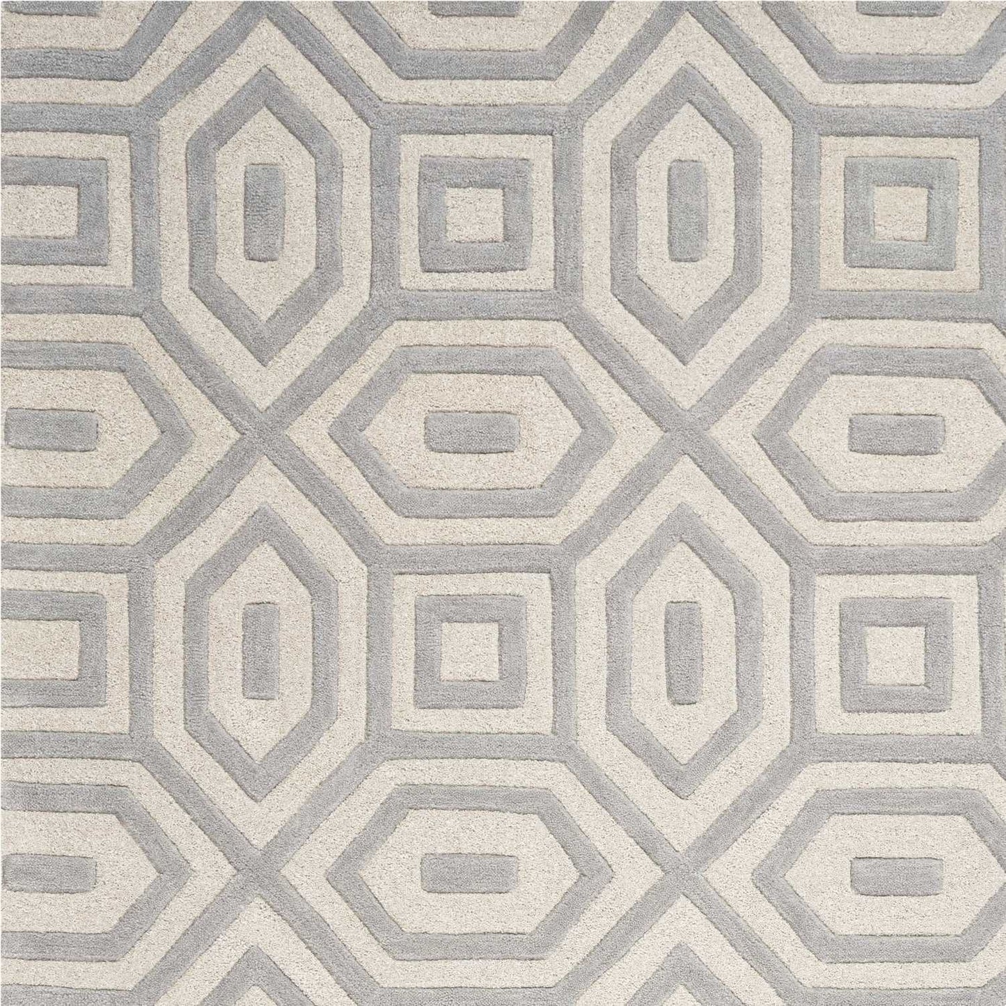 5'X8' Grey Hand Tufted Geometric Indoor Area Rug