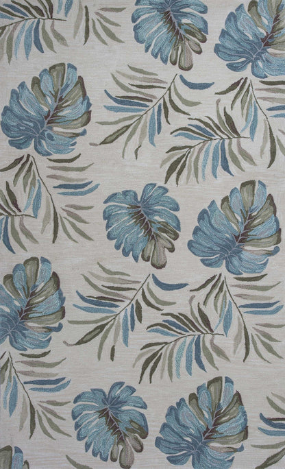 5'X8' Ivory Hand Tufted Tropical Leaves Indoor Area Rug