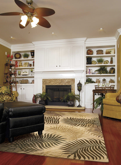 2' X 7' Blue Or Sage Tropical Leaves Rug