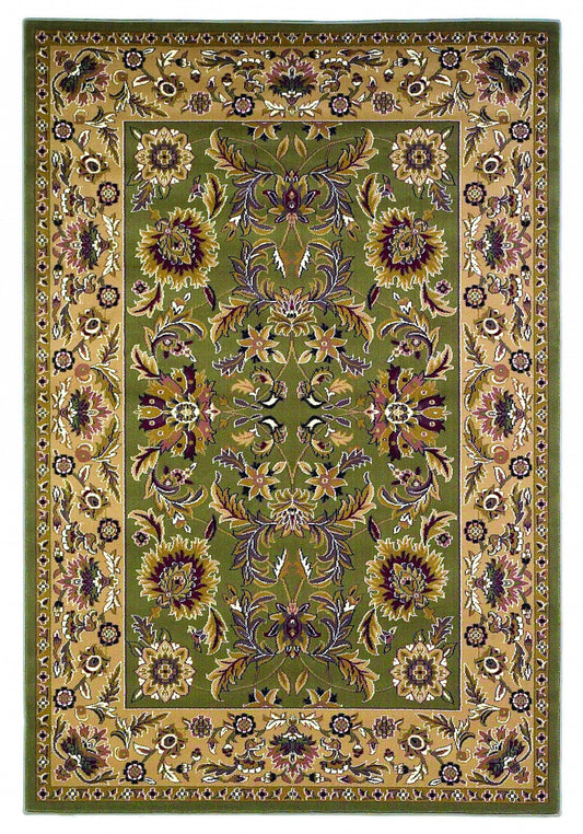 3'X5' Green Taupe Machine Woven Floral Traditional Indoor Area Rug