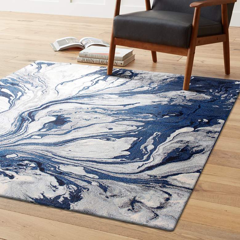9' X 13'  Polypropylene Blue Area Rug