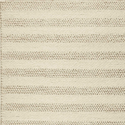 5'X7' White Ivory Hand Woven Knobby Cornish Stripe Indoor Area Rug