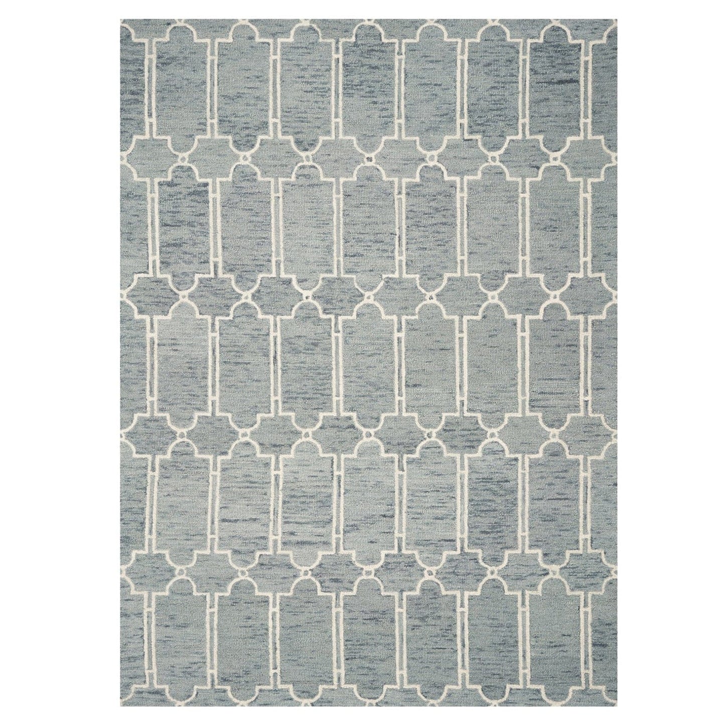8'X10' Slate Blue Hand Tufted Geometric Indoor Area Rug