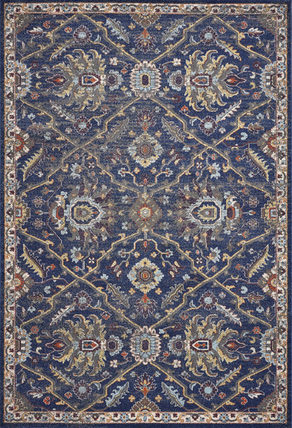 5'X8' Royal Blue Machine Woven Traditional Indoor Area Rug