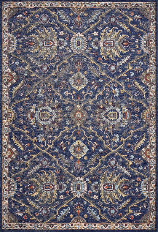 5'X8' Royal Blue Machine Woven Traditional Indoor Area Rug