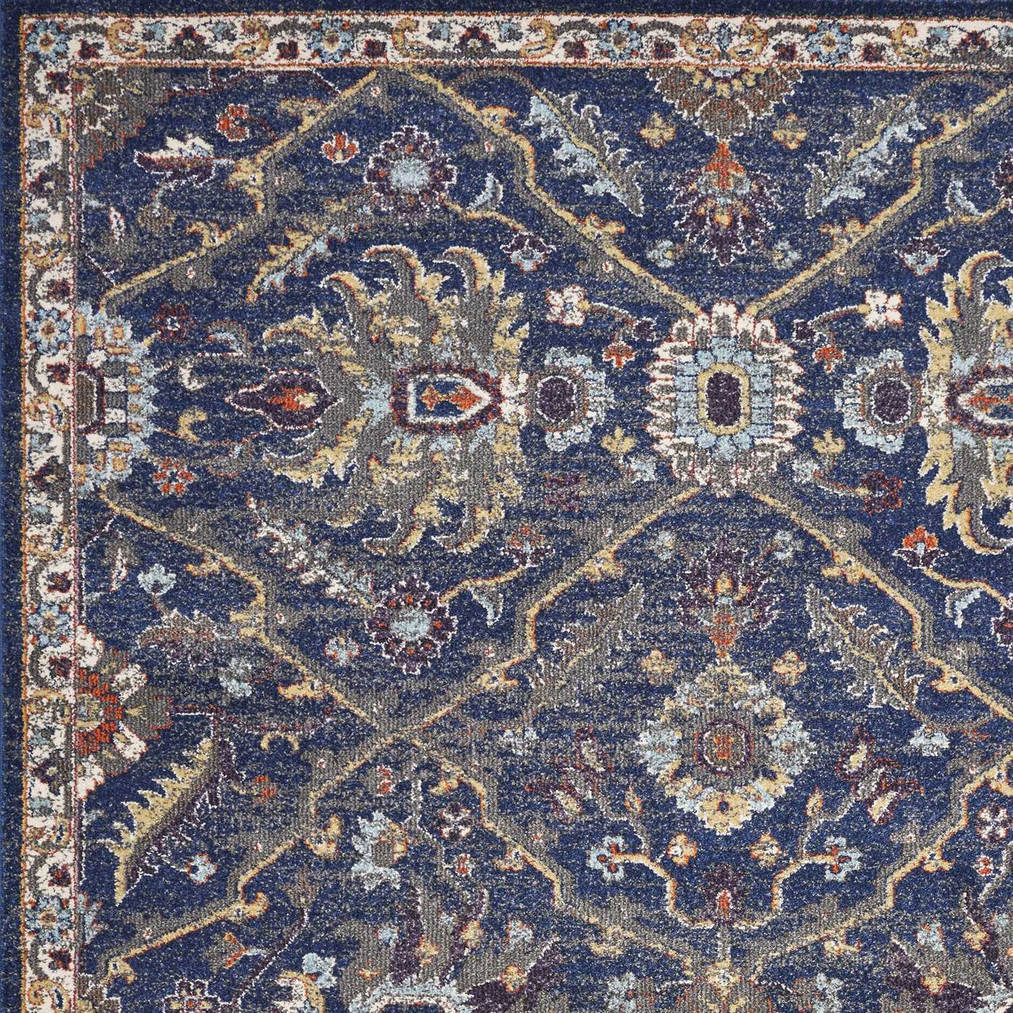5'X8' Royal Blue Machine Woven Traditional Indoor Area Rug