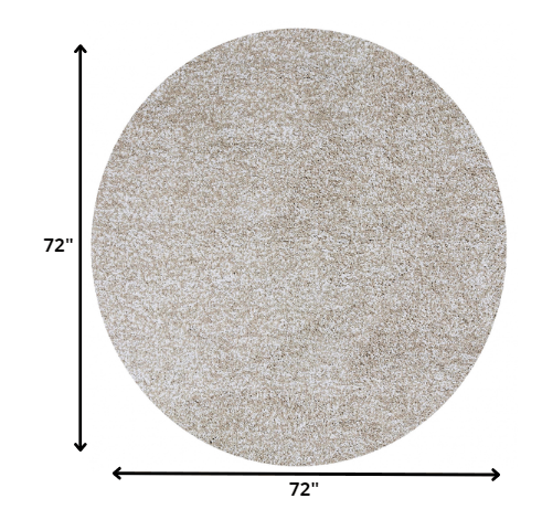 8' Round  Polyester Ivory  Heather Area Rug