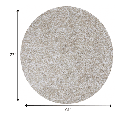 8' Round  Polyester Ivory  Heather Area Rug