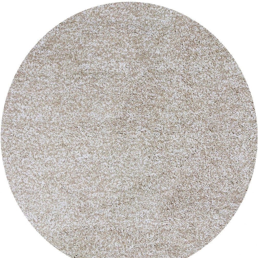 8' Round  Polyester Ivory  Heather Area Rug