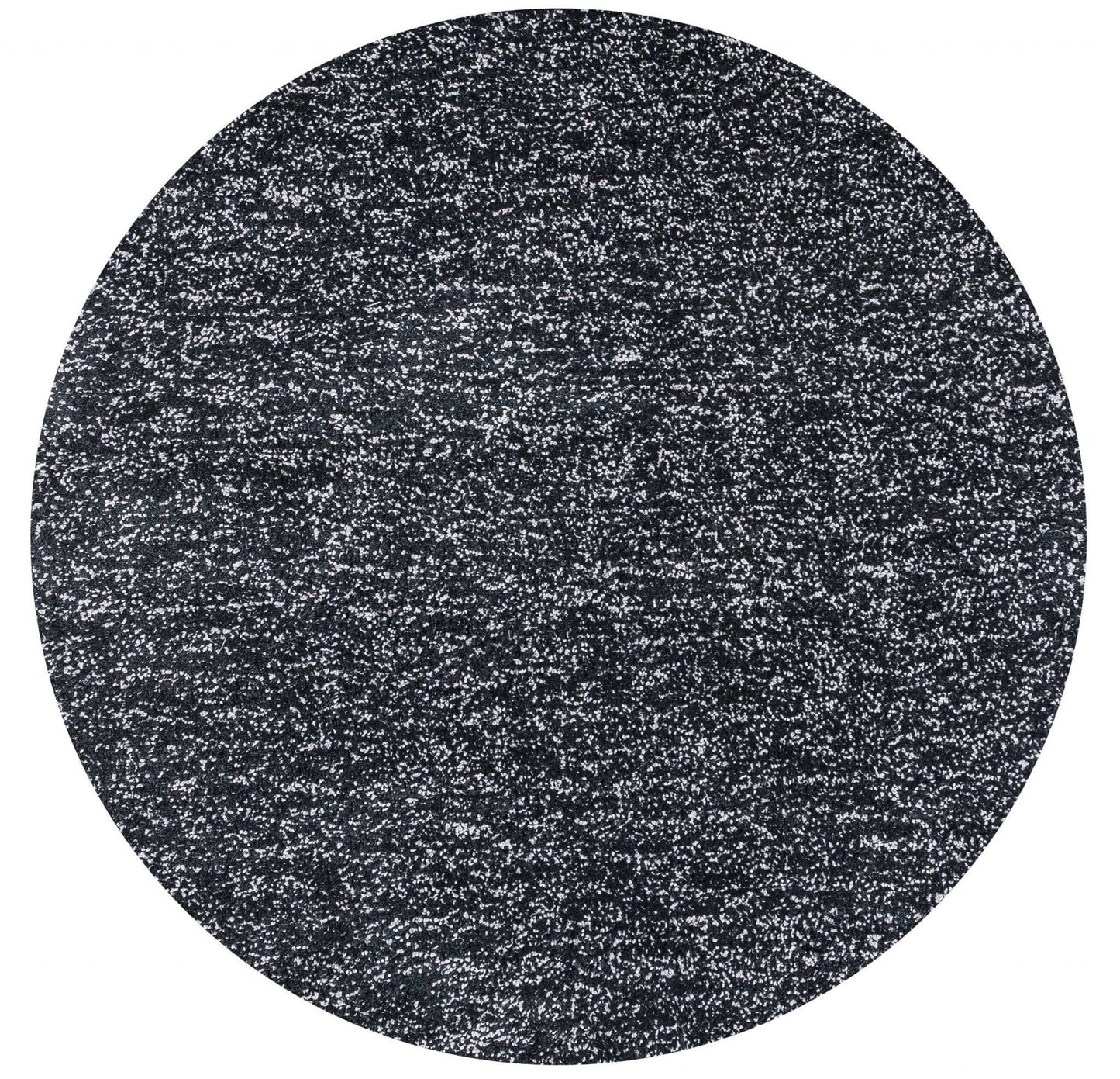8' Black Heather Round Indoor Shag Rug