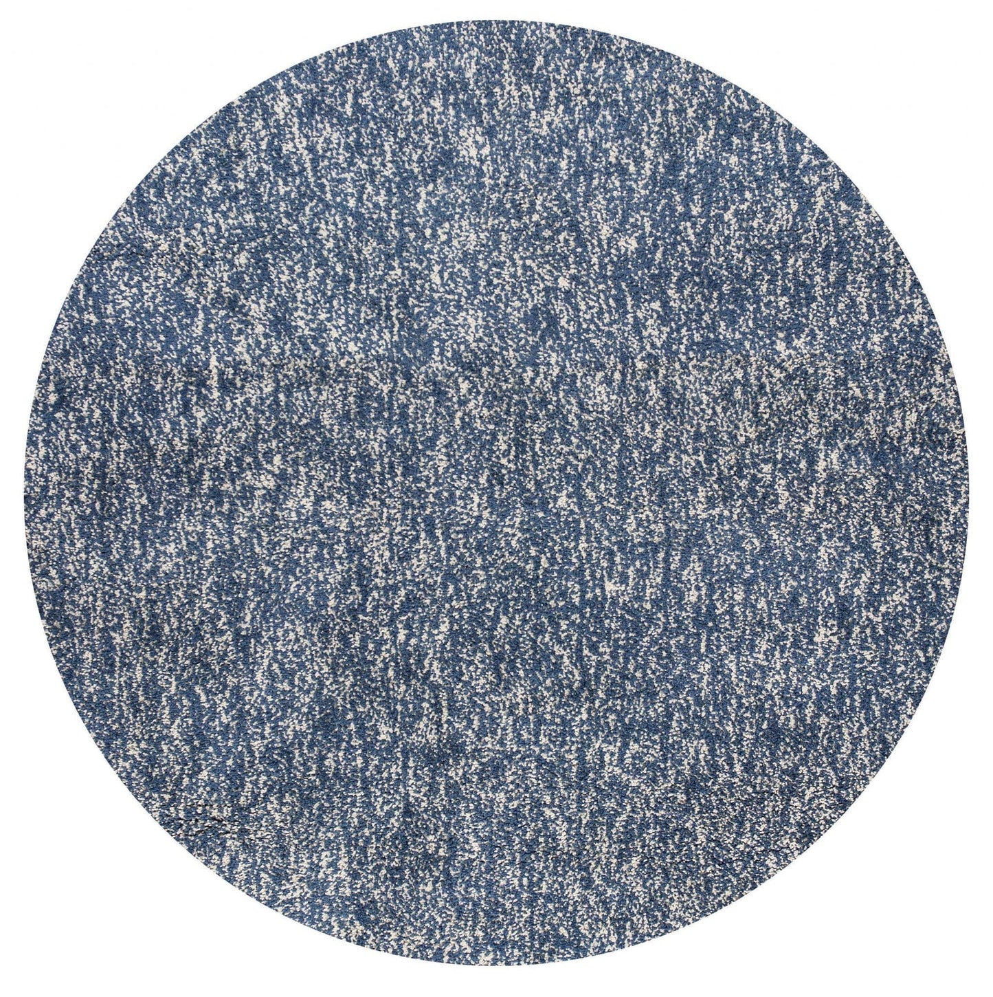 8' Indigo Ivory Heather Round Indoor Shag Rug