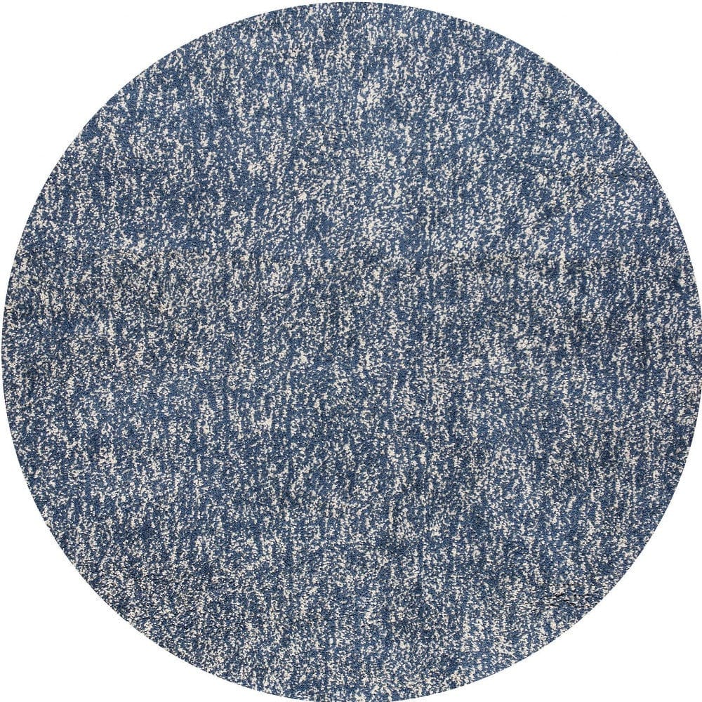 8' Indigo Ivory Heather Round Indoor Shag Rug