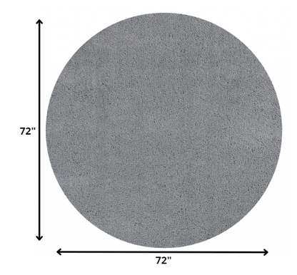 8' Round  Polyester Grey Area Rug