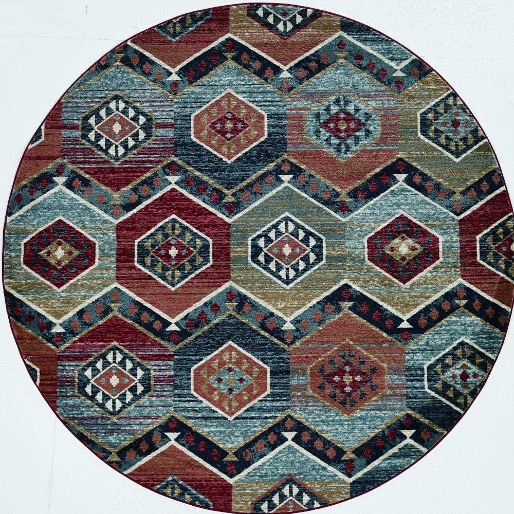 5' X 8' Red Aztec Diamond Area Rug