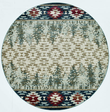 5'X8' Ivory Machine Woven Pinegrove Lodge Indoor Area Rug