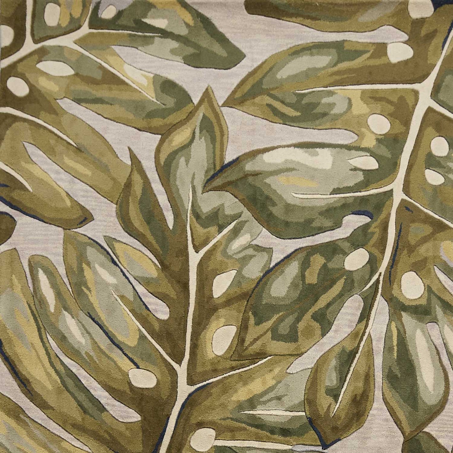 3'X5' Green Hand Tufted Oversized Tropical Leaves Indoor Area Rug