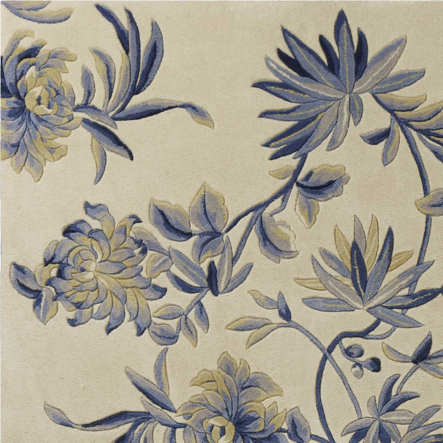 5' X 8'  Wool Ivory Or Blue Area Rug