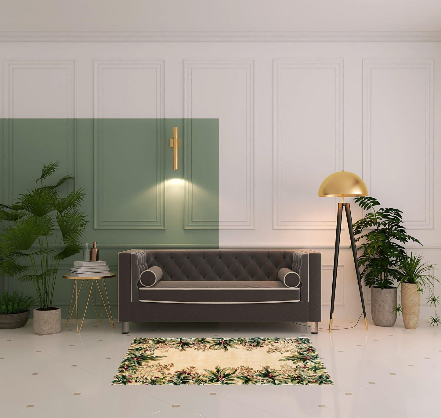 9' X 13' Ivory Wool Floral Hand Tufted Area Rug