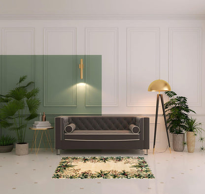 9' X 13' Ivory Wool Floral Hand Tufted Area Rug