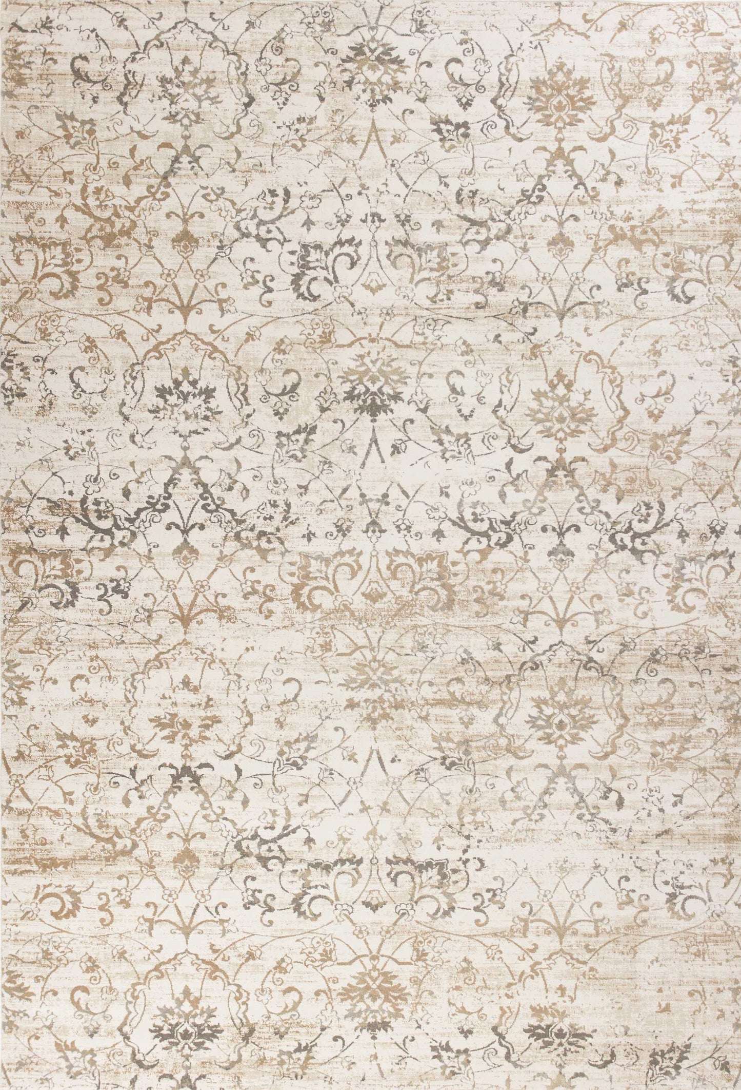 5' X 8' Beige Floral Vines Area Rug