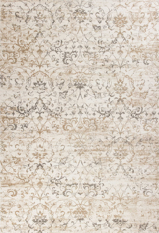 5' X 8' Beige Floral Vines Area Rug